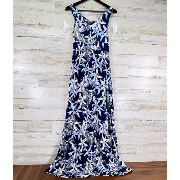 Tommy Bahama Orchid You Not Tambourine XS Floral Maxi Dress Sleeveless Blue - Picture 3 of 13